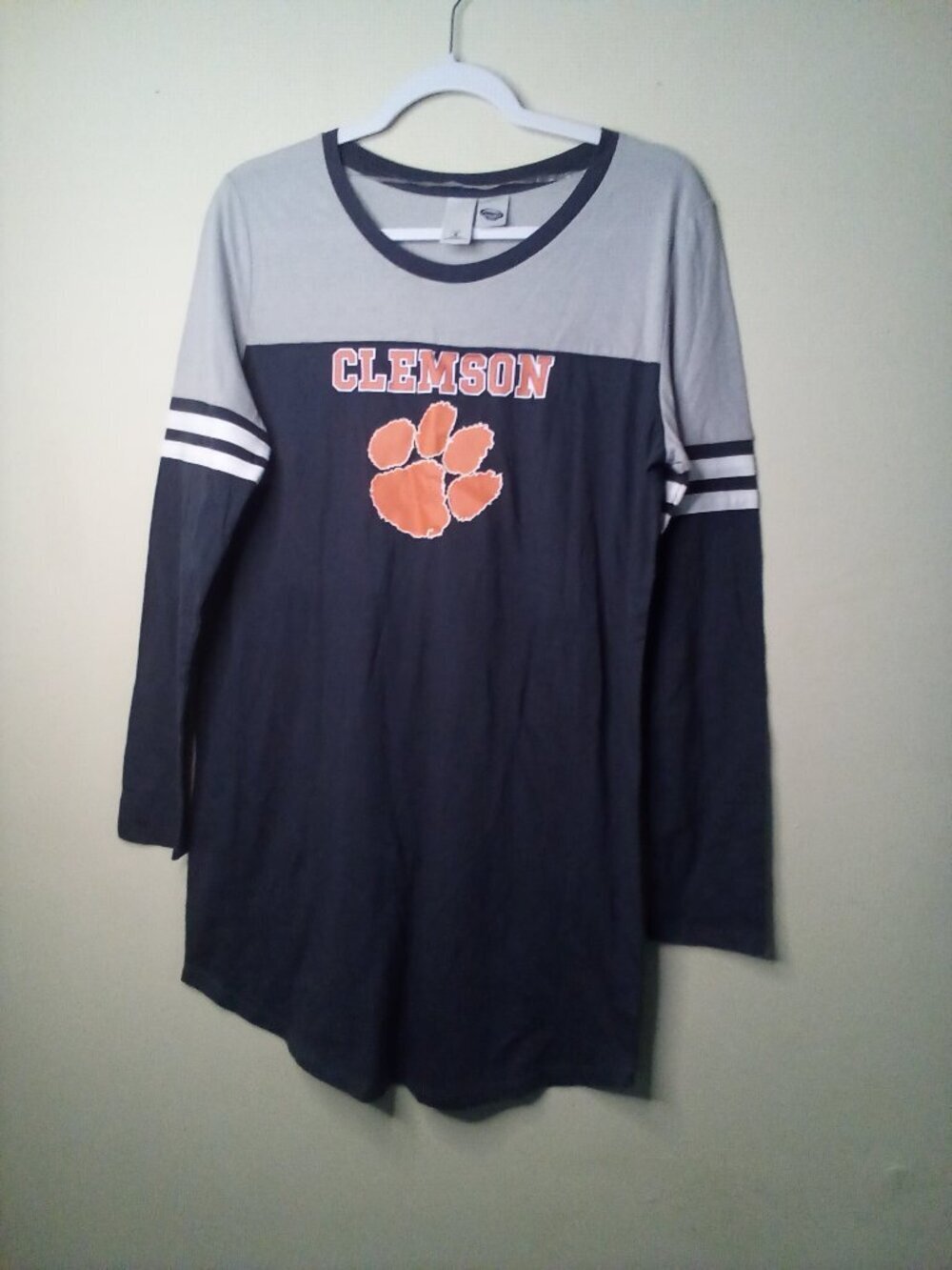 Concepts Sports Clemson Tigers Nightgown Women M Sleep Shirt Long Sleeve Gray